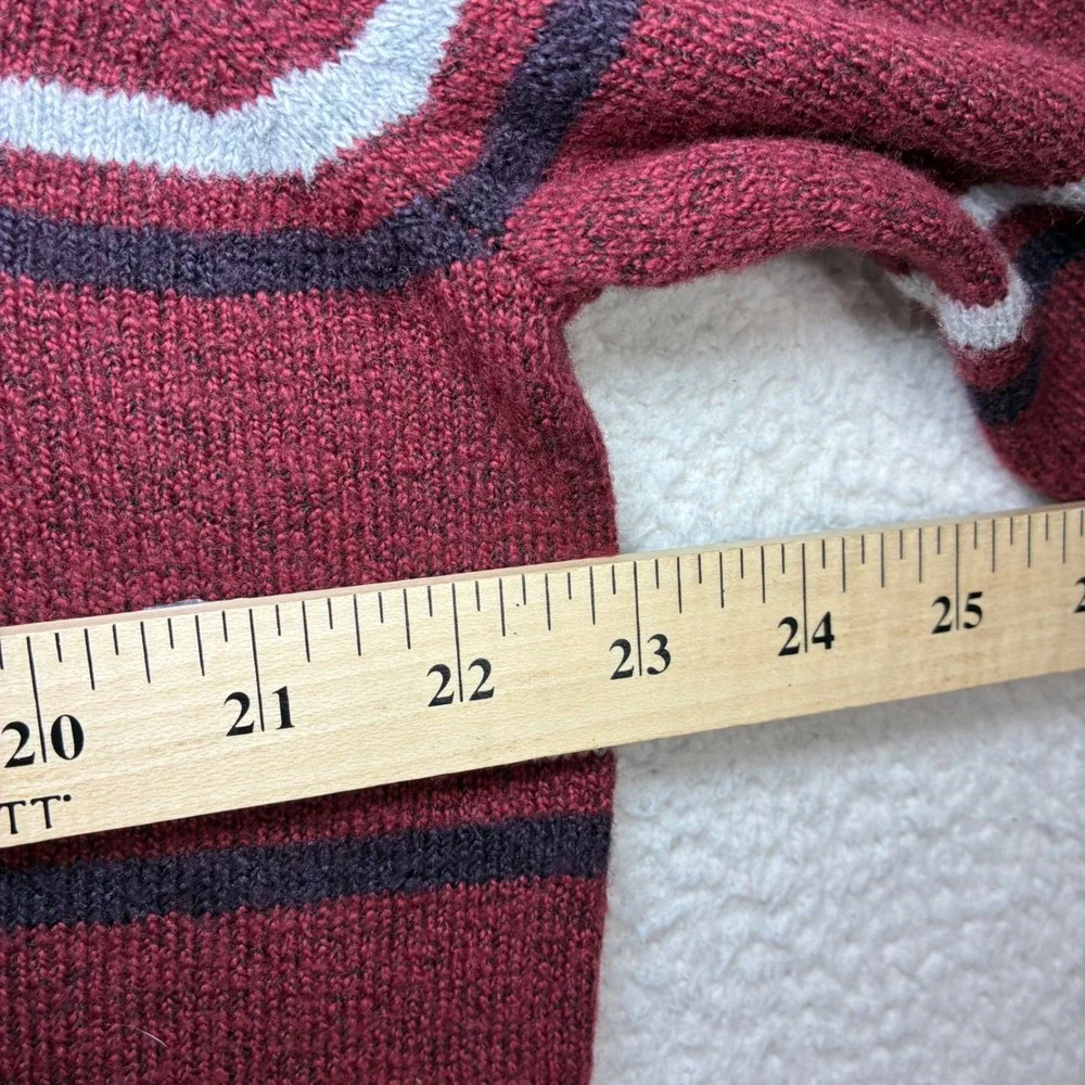 IZOD Crewneck Sweater Men L Velvet Maroon Striped Cotton Blend Preppy Soft NWT